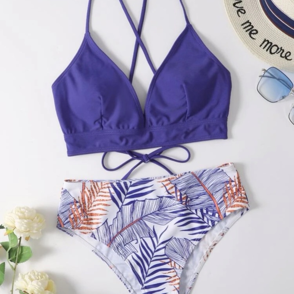 ROMWE: 2 piece tropical print swimsuit